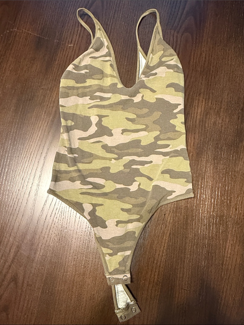 Express Olive Green Camo Sleeveless Bodysuit